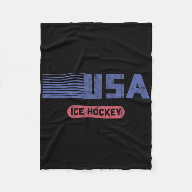 Usa Team Sports Retro Usa Team American Ice Hockey Fleece Blanket (Front)