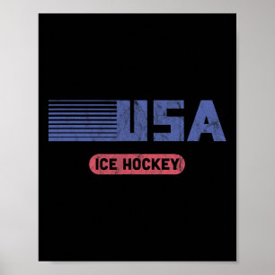 Usa Team Sports Retro Usa Team American Ice Hockey Poster
