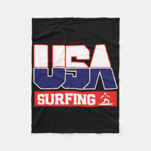 Usa Team Surfing - Men And Women American Sports Fleece Blanket