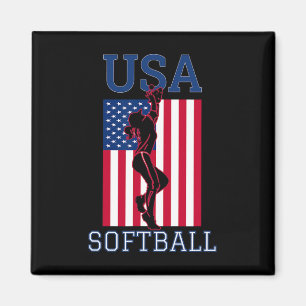Usa Team Women Sports Patriotic American Flag Girl Magnet