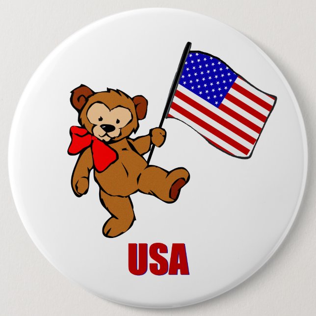 USA Teddy Bear Button (Front)