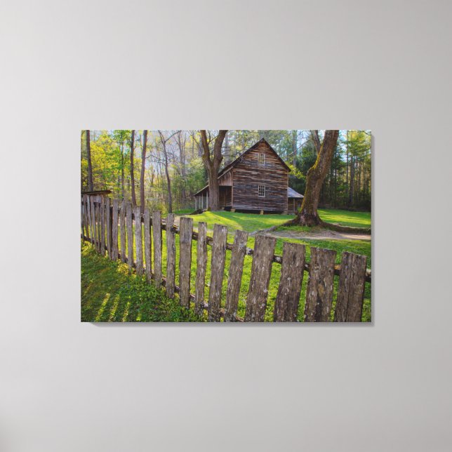 USA, Tennessee, Cabin In Cades Cove Canvas Print (Front)