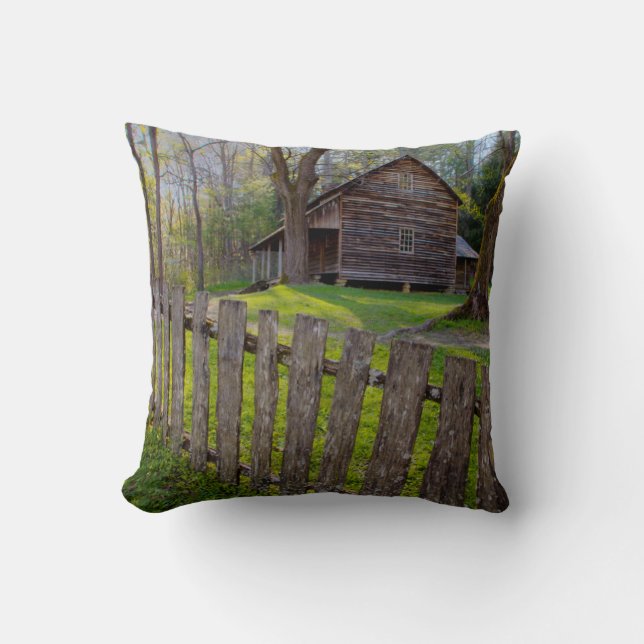 USA, Tennessee, Cabin In Cades Cove Cushion (Front)
