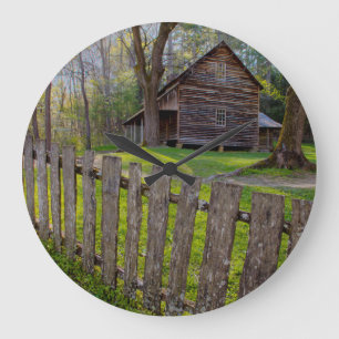 USA, Tennessee, Cabin In Cades Cove Large Clock