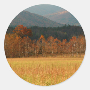 USA, Tennessee. Cades Cove In Smoky Mountain Classic Round Sticker