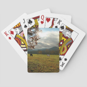 USA, Tennessee. Horses In Cades Cove Valley Playing Cards