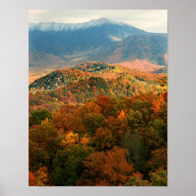 USA, Tennessee. View Of Snowy Mount Leconte Poster (Front)