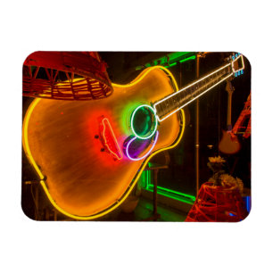 USA, Texas, Austin. Neon Guitar At Blackmail Magnet