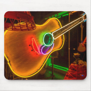 USA, Texas, Austin. Neon Guitar At Blackmail Mouse Mat