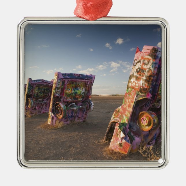 USA, TEXAS, Panhandle Area, Amarillo: Cadillac 2 Metal Tree Decoration (Front)