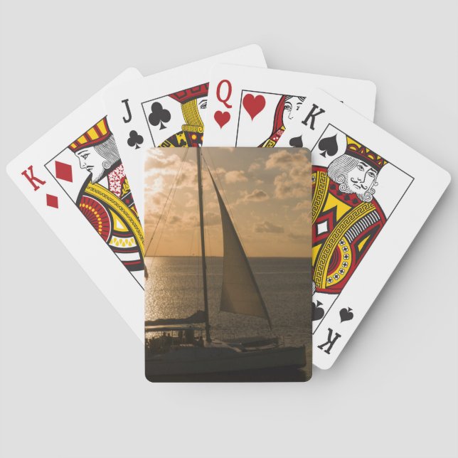 USA, Texas, South Padre Island. Sailboat Playing Cards (Back)
