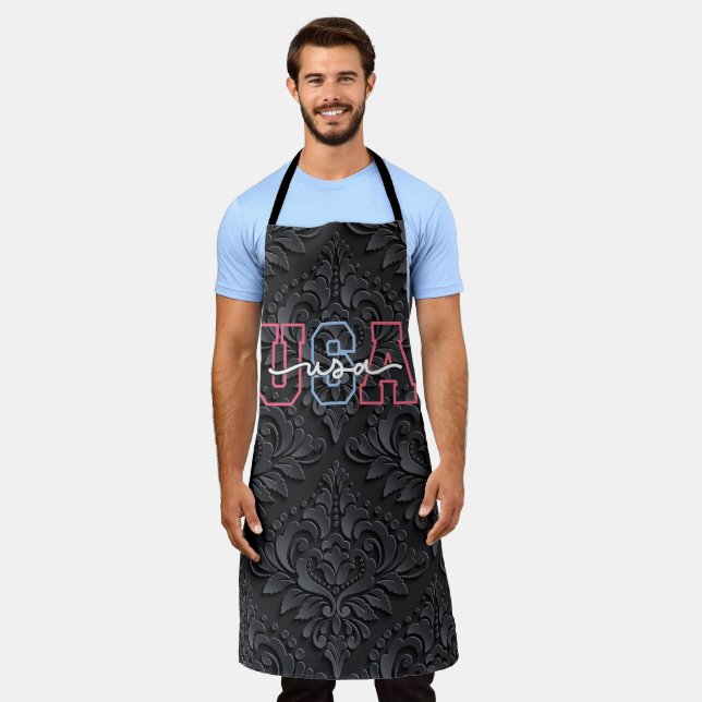 USA Text 4th Of July Design-62118 Apron (Worn)