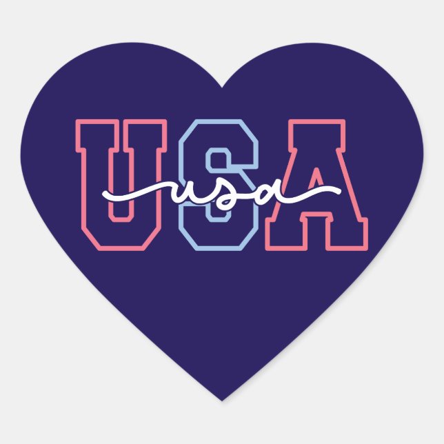 USA Text 4th Of July Design-62118 Heart Sticker (Front)