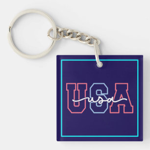 USA Text 4th Of July Design-62118 Key Ring