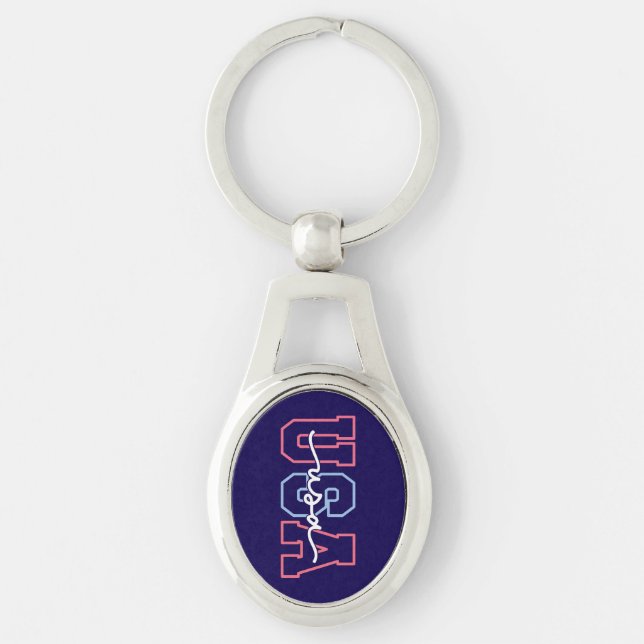 USA Text 4th Of July Design-62118 Key Ring (Front)