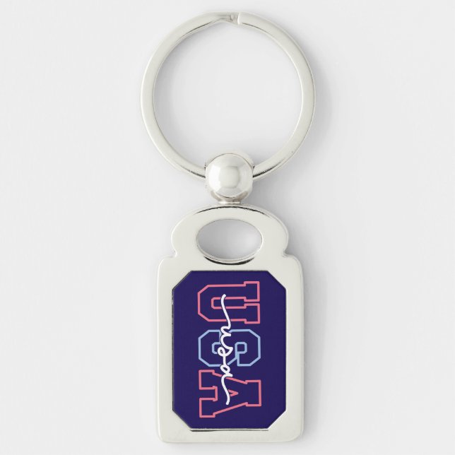 USA Text 4th Of July Design-62118 Key Ring (Front)
