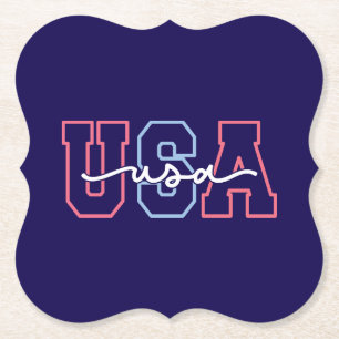 USA Text 4th Of July Design-62118 Paper Coaster