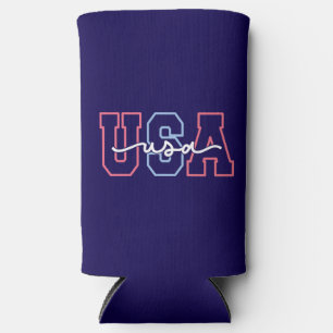 USA Text 4th Of July Design-62118 Seltzer Can Cooler