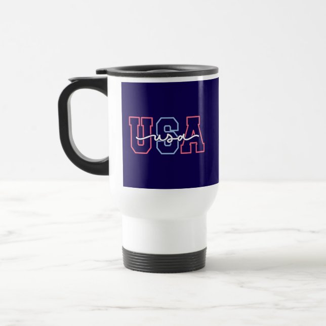 USA Text 4th Of July Design-62118 Travel Mug (Left)