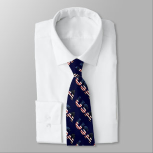 USA text flag blue red glitters sparkles pattern Tie