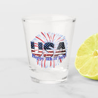 USA text flag glitters fireworks Happy 4th of July
