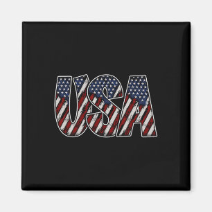 Usa Text Flag Shirt - American Flag Patriotic 4th  Magnet
