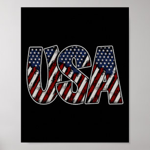 Usa Text Flag Shirt - American Flag Patriotic 4th Poster