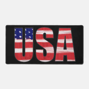 USA Text In Flag Colours Desk Mat