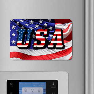 USA Text United States of America Flag Flexible Magnet
