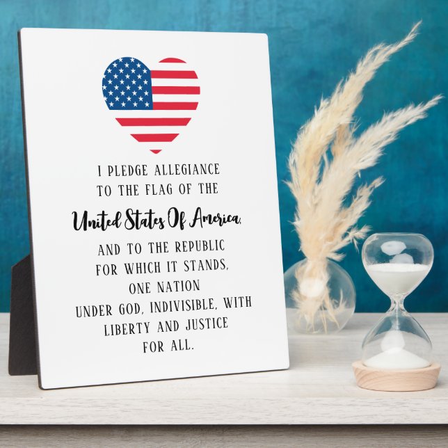 USA The Pledge Of Allegiance American Flag Heart Plaque (Side)