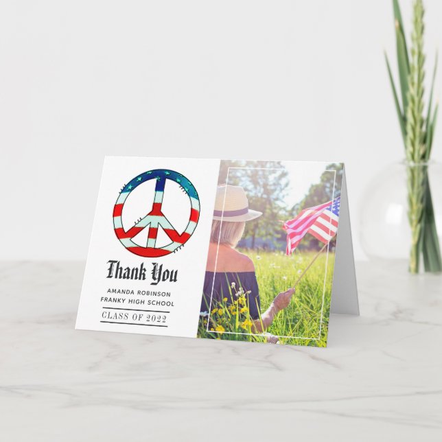 USA themed Graduation Photo Thank You (Front)