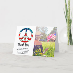 USA themed Graduation Photo Thank You Card