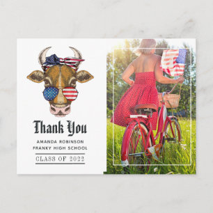 USA themed Graduation Photo Thank You Postcard