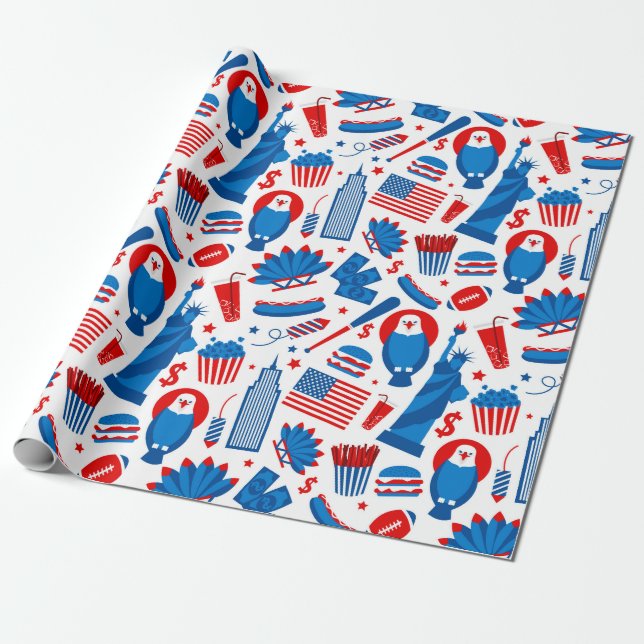 USA Themed Wrapping Paper (Unrolled)