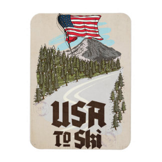 USA To Ski Magnet