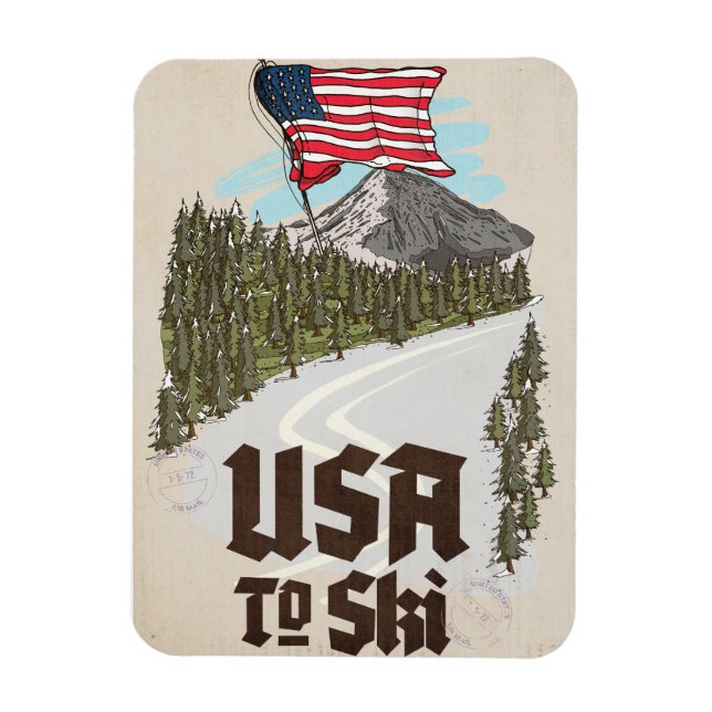 USA To Ski Magnet (Vertical)
