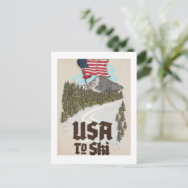 USA To Ski Postcard (Standing Front)
