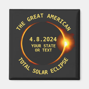 USA Total Solar Eclipse Party 4/8/2024 Custom Text Magnet