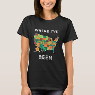 USA Travel   Visited 50 States Map T-Shirt