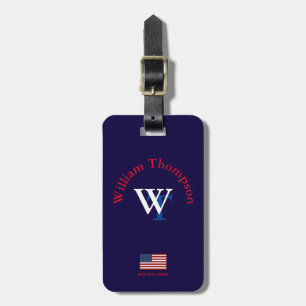 USA traveller personalised monogram Luggage Tag