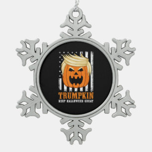 Usa Trumpkin Keep Halloween Great Funny Snowflake Pewter Christmas Ornament