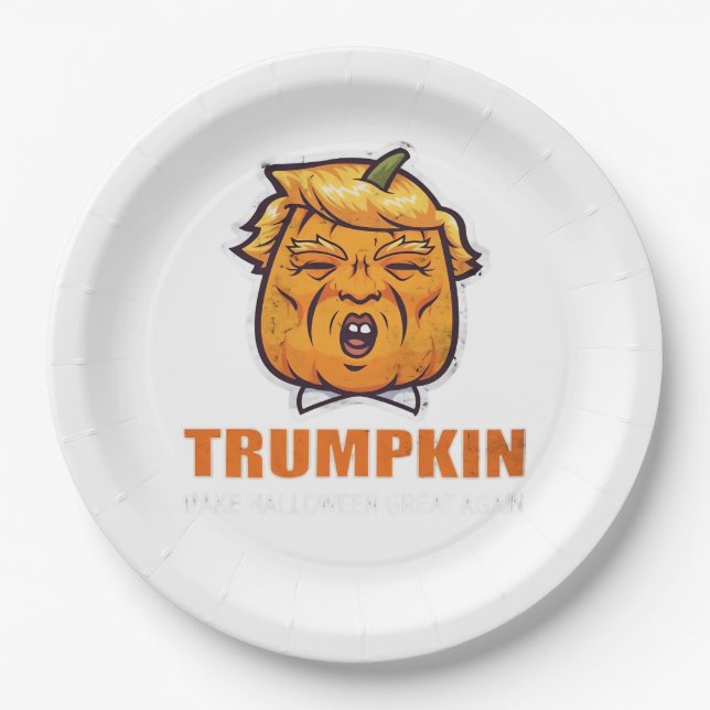 Usa Trumpkin Make Halloween Great Again Costume Cl Paper Plate (Front)