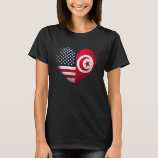 USA Tunisia Heart Dual Citizenship T-Shirt