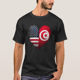 USA Tunisia Heart Dual Citizenship T-Shirt