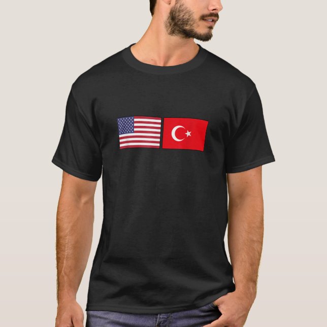 USA Turkey Flag Turkish American  T-Shirt (Front)