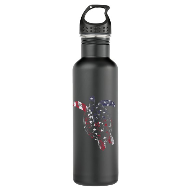 USA turtle with stars and stribes 710 Ml Water Bottle (Front)