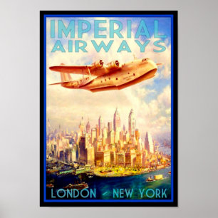 " USA/UK: 1950 New York City - Imerpial Airways  Poster