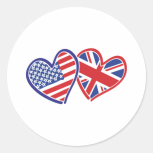 USA---UK-Love Classic Round Sticker