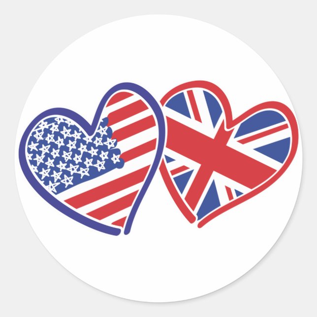 USA---UK-Love Classic Round Sticker (Front)