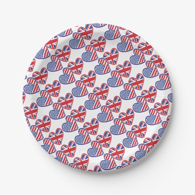 USA---UK-Love Paper Plate (Front)